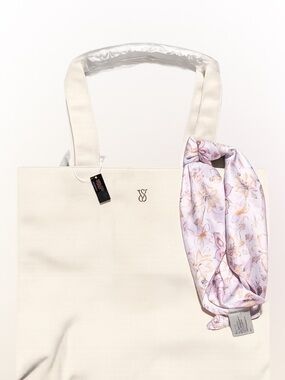 Victoria Secret Cream Tote Bag with Floral Scarf